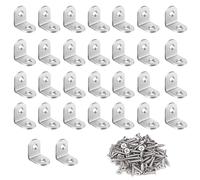 Yoezuo 30 Pcs Staffe Angolari, Supporti Angolo in Acciaio Inox, Staffa Angolare a Forma di L, 90 Gradi Staffa Angolare con 60 Viti (20x20x16 mm)