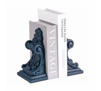 Yofab Arredamento per cubicoli da ufficio Portalibri con forme geometriche intagliate in capitelli greci, unico nel suo genere, tappo resistente, colore blu nebbia Centrotavola da salotto