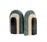 Yofab Fermalibri decorativi in marmo per libri pesanti - Fermalibri geometrici verdi e rossi Fermalibri Fermalibri decorativi unici