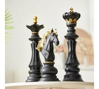 Yofab Fun Desk Accessories - Set di 3 statue di scacchi grandi, statuette decorative da collezione, statuette da collezione per casa, casa, ufficio, scrivania, tavolo, regalo, decorazione vintage