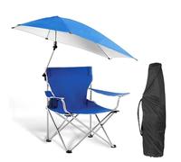 Yofab Sedia da campeggio pieghevole con ombrellone e baldacchino, regolabile, resistente, pieghevole, portatile, con portabicchieri, per pesca all'aperto, pesca, regali (blue-pro)