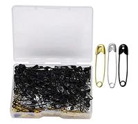 YOFASEN 300 Pezzi Spille da Balia - Spille di Sicurezza Grandi e Piccole Assortite 7 Dimensioni (18 mm - 53 mm) per Arti e Mestieri Abbigliamento Cucito Uso Ufficio Domestico Oro Argento Nero