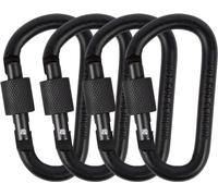 YOFASEN 4PCS Piccolo Moschettone Nero - Clip per Mousqueton con Bloccaggio con Anello a D con Chiusura a Vite Clip per Moschettone in Lega di Alluminio Gancio per Portachiavi, Zaino, Portachiavi