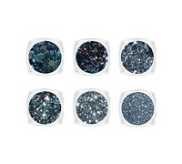 YOFASEN 6 Pezzi Glitter Mestieri Viso Glitter - Accessori per Nail Art Glitter Artigianato Paillettes Set Misto Guancia Labbra Trucco Decorazioni Fai da Te Paillettes, Blu 1