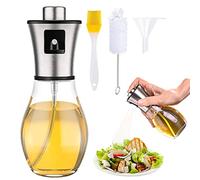 YOFASEN Bottiglia d'olio Portatile - 200ml Spruzzatore Nebulizzatore Olio Bottiglia Spray in Vetro da Cucina in Acciaio Inossidabile per Cucinare Grigliare Insalata