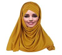 YOFASEN Cappello Musulmano Slouchy - Sciarpe Islamiche da Donna Bellissimo Berretto con Scialle Hijab Foulard, Giallo, Taglia Unica