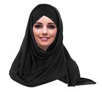 YOFASEN Cappello Musulmano Slouchy - Sciarpe Islamiche da Donna Bellissimo Berretto con Scialle Hijab Foulard, Nero, Taglia Unica