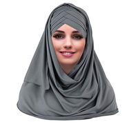YOFASEN Cappello Musulmano Slouchy - Sciarpe Islamiche da Donna Bellissimo Berretto con Scialle Hijab Foulard, Grigio, Taglia Unica