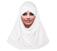 YOFASEN Cappello Musulmano Slouchy - Sciarpe Islamiche da Donna Bellissimo Berretto con Scialle Hijab Foulard, Bianca, Taglia Unica
