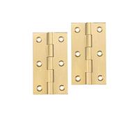 YOFASEN Cerniere in Rame - Cerniere Piccolo Cerniera Armadio Porta Cassetto Finestra Cassetta Degli Attrezzi Cerniera per Mobili, Oro, 3.5 pollici(89x50x2.1mm) - 2pcs