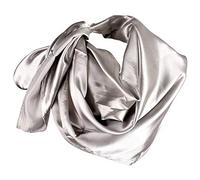 YOFASEN Hijab per Donne - Raso Musulmane Velate Foulard Velo Turbante Sciarpa Scialle Islamico 90×90cm, Grigio argento