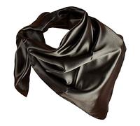 YOFASEN Hijab per Donne - Raso Musulmane Velate Foulard Velo Turbante Sciarpa Scialle Islamico 90×90cm, Nero brillante