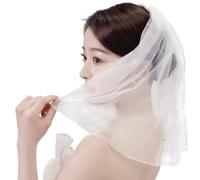 YOFASEN Velo da Sposa Corto da Donna - Velo da Sposa Bianco Corto con Perle e Pettine per Feste di Addio al Nubilato, Feste di Halloween