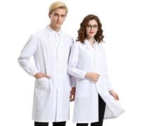 YOFDAL 1 Pezzi Camice Laboratorio Chimica Ragazzo, Bianco Uomo,Donna,Camicia Lunga Unisex Cappotto Sanitari per Studenti di Scuola, Ospedale, Medico, per Studenti di Arte