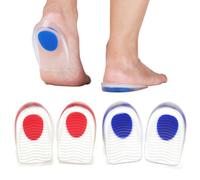 YOFDAL 2 Paia Talloniera in Silicone per Tallonite, Dolore Alleviare Cuscinetti per Tallone, Solette per Sperone Calcaneare, Fascite Plantare, Dolori di Achille (Large, Blu e Rosso)