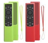 YOFDAL 2 Pezzi Cover per Telecomando Samsung Smart Solar Cell Remote BN59-01385, Cover in Silicone Antiscivolo Antiurto con Cordino Anti-Smarrimento (Rosso e Verde