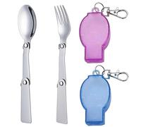 YOFDAL 2 Pezzi Forchette e Cucchiai Pieghevoli, Cucchiaio Pieghevole in Acciaio Inox, Posate Portatili Posate Pieghevoli con Scatola per Campeggio All'Aperto, Viaggi, Picnic