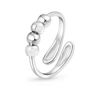 YOFDAL Regolabile Anello Ansia,Con 4 Pezzi di Perline Zircone,Un Regalo per Mamma e Moglie(Argento)