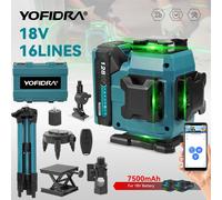 YOFIDRA 16 Linee Livello Laser 4D Autolivellante 360 ° Strumenti di livellamento verticale orizzontale con treppiede da 1 m per perno batteria Makita 18 V