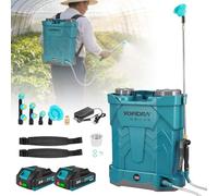 Yofidra 20L Spruzzatore a pressione co 2 batterie da 2,0 Ah, 100PSI Pompa a Spalla a Batteria, Pompa Irroratrice Velocità Regolabile, 6 Ugelli per Nebbia, Asta Telescopica, Tracolla