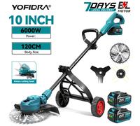 YOFIDRA 6000W Tagliaerba Elettrico Senza Spazzole da 10 Pollici, Pieghevole, per Giardino, Compatibile con Batteria Makita 21V