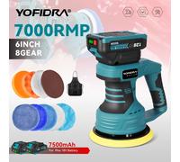 YOFIDRA 8Gears 150MM Lucidatrice per auto elettrica Lucidatura automatica Cera Utensile elettrico Levigatura Macchina per la rimozione della ruggine Per Makita 18V Batteria Spille