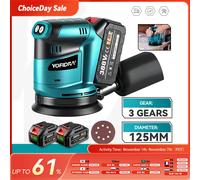 YOFIDRA Levigatrice orbitale a batteria Smerigliatrice per legno Lucidatrice per auto Lucidatura dei metalli Levigatrice per Makita 18V Batteria Pin