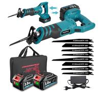 Yofidra Sega a Gattuccio a Batteria, Motore Senza Spazzole 3600 SPM con Testa Rotante a 180°, Seghetto a Gattuccio Elettrica per Legno e Acciaio, 8 Lame da Sega e Batterie da 2 x 3000 mAh