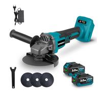 Yofidra Smerigliatrice Angolare a Batteria, Flex a Batteria 21V | 125mm | 5600RPM | 600W | 3 Velocità Regolabili | 2 Batterie 3.0Ah | 3 Dischi per Taglio e Levigatura