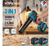 YOFIDRA Soffiatore Elettrico Turbo Senza Spazzole 2 IN 1, Ventilatore a Getto 3500W, Soffiatore Portatile per Foglie e Polvere, Compatibile con Batteria Makita 21V