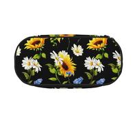 YOFIEN Astuccio piccolo con stampa di girasoli e camomilla, grande capacità, organizer per cancelleria da ufficio