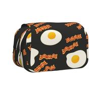 YOFIEN Astuccio portapenne Bacon And Eggs, organizer portatile per cancelleria a doppio strato