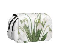 YOFIEN Astuccio portapenne con fiori di bucaneve, acquerello botanico, organizer portatile per cancelleria a doppio strato