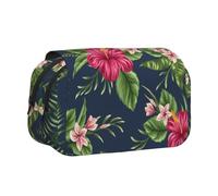 YOFIEN Astuccio portapenne portatile a doppio strato con fiori tropicali, frangipani e ibisco