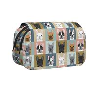 YOFIEN Astuccio portapenne portatile a doppio strato con motivo a ritratti di bulldog francese