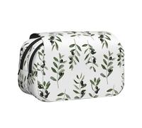 YOFIEN Astuccio portapenne portatile a doppio strato in stile acquerello Olive Branch Nature