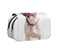 YOFIEN Astuccio portapenne portatile a doppio strato per cancelleria, a forma di bulldog francese, cane curioso e felice