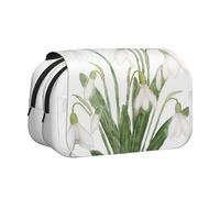 YOFIEN Astuccio portapenne portatile a doppio strato per pittura botanica ad acquerello con fiore di bucaneve bianco