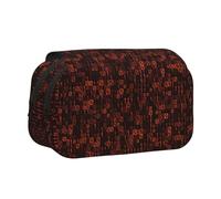 YOFIEN Astuccio portapenne rosso con codice programmatore, organizer portatile per cancelleria a doppio strato