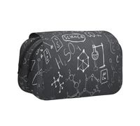 YOFIEN Astuccio portapenne stampato con disegni scientifici scritti a mano, organizer portatile per cancelleria a doppio strato
