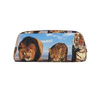 YOFIEN Astuccio stampato con leone, leopardo e tigre che lottano per il cibo per ragazze, astuccio portapenne con cerniera