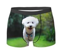 YOFIEN Bichon Frise Bokeh Pets Dogs Park White Dogs, Intimo Boxer da Uomo Comfort Morbido Elasticizzato per Uomo