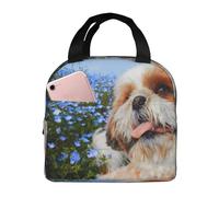YOFIEN Borsa per il pranzo isolata e ispessita con motivo Shih Tzu, riutilizzabile e a prova di perdite