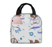 YOFIEN Borsa per il pranzo isolata e riutilizzabile a prova di perdite, motivo: Shih Tzu rosa con stampa piccola