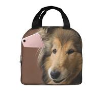 YOFIEN Borsa per il pranzo isolata ispessita per cani Rough Collie Lassie, cani grandi e soffici, riutilizzabile e a prova di perdite