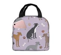 YOFIEN Borsa per il pranzo isolata ispessita, riutilizzabile e a prova di perdite, con ossa e zampe di levriero italiano