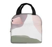 YOFIEN Borsa termica ispessita per il pranzo, riutilizzabile e a prova di perdite, con cerchi moderni in acquerello, rosa, uva e salvia