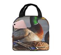 YOFIEN Borsa termica ispessita per il pranzo, riutilizzabile e a prova di perdite, con scritta Anatra sull'acqua