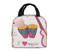 YOFIEN Borsa termica ispessita per il pranzo, riutilizzabile e a prova di perdite, con tema musicale Blues Music Is My Life