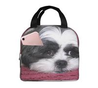 YOFIEN Borsa termica per il pranzo a forma di simpatico cane Shih Tzu (2) riutilizzabile e a prova di perdite